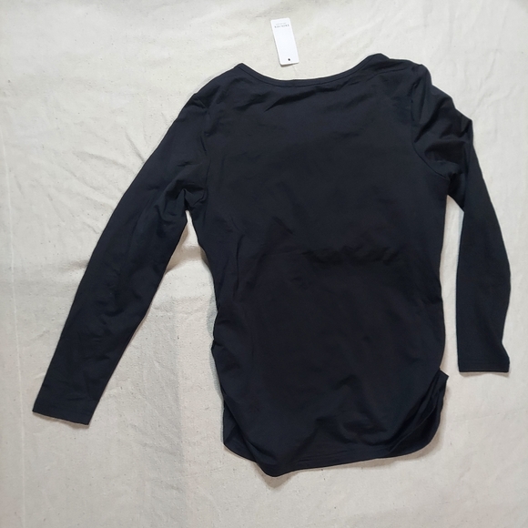 Ekouaur black henley long sleeve top w side ruching soft comfortable NEW large - Picture 8 of 10